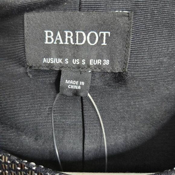 Bardot Long Sleeve Silver Black Bodysuit Sparkle Size Small - Picture 6 of 7